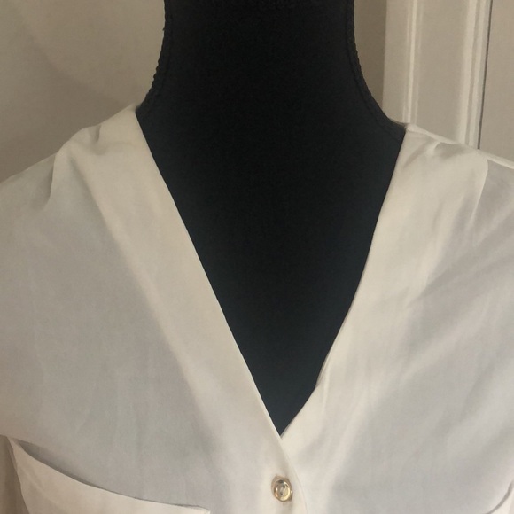 Ladies Eclipse White Long Sleeve Button Down Blouse - Size XS - Picture 3 of 6